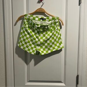 Fashion Nova Lime and White Checkered Shorts